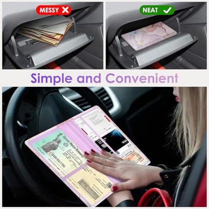 Car Registration and Insurance Holder，Colour Patterns Men Women Car License Document Registration and Insurance Card Holder - color: Multicolored marble