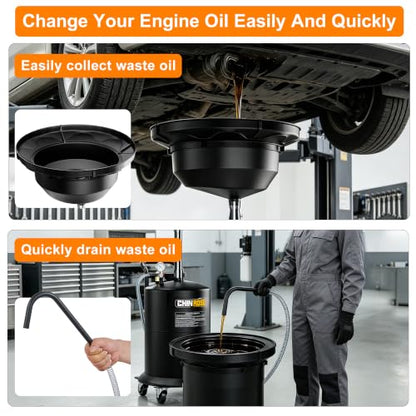 Upgraded Design Waste Oil Drain Tank, Pneumatic Oil Drainer, Oil Lift Drain and Extractor,Air Operated Drainer for Oil Change (Black-5702) - color: Black-5702