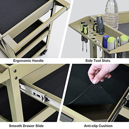 GSTANDARD APTB311Y Torin 3 Layer Rolling Tool Cart: Multifunction Utility Cart with One Slide Drawer and Service Cart for Home, Garage, Kitchen, Office or Cafe, Yellow - color: Yellow, style: 3 Shelves with Drawer