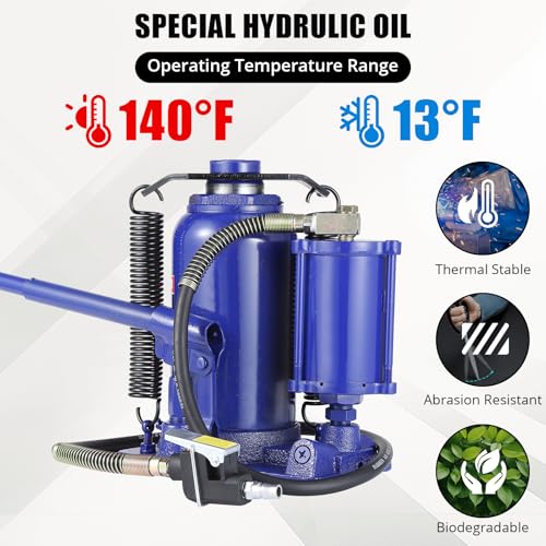 Heavy Duty 20 Ton Pneumatic & Hydraulic Air Bottle Jack – Quick Lift, Manual Hand Pump, 10.24"-20.08" Lifting Range – Car Truck SUV RV Trailer Repair – in-line Cylinder, High Size
