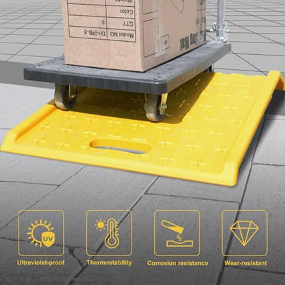 2 Pack Portable Curb Ramps, Lightweight Durable Plastic Driveway Curb Ramp Rated 2200 Pounds Load Capacity, for 13.5" inch Rise Max Height Threshold Ramp Service Range