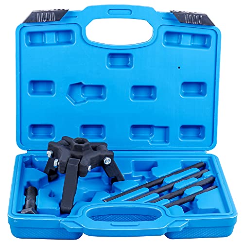 MOSTPLUS Harmonic Balancer Puller Set Adjustable 3-Jaw Puller, 4 Lengths Forcing Rods, Compatible with Chrysler GM Mitsubishi 6-Piece