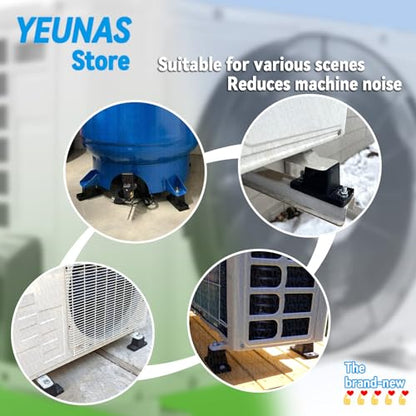 Anti-Vibration Rubber Mounting Pad Kit for Mini Split Air Conditioners and Heat Pump Systems - Shock Absorbing Isolator Brackets for Outdoor Condenser Units (4 Pack)