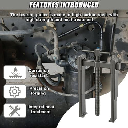 2 Jaw Gear Puller - 8" Carbon Steel Two Jaws Bearing Puller/Remover Tool, Adjustable Car Internal External Removal Tool for Pump Pulleys Flywheels Gears Bearings