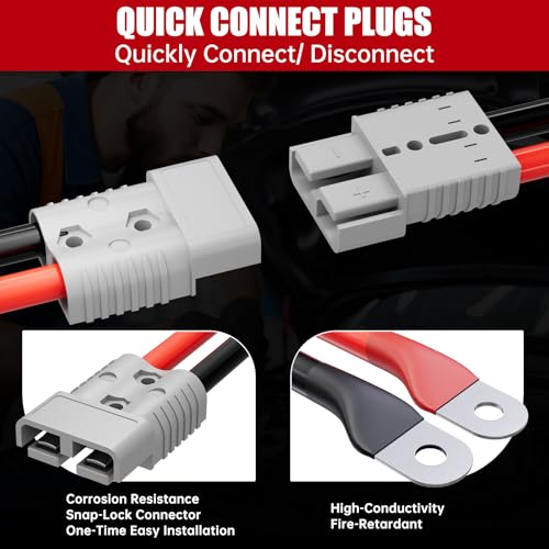 0 Gauge 30 FT Heavy Duty Jumper Cables for Car Battery, 1000Amp Quick Connect Booster Cables for Jump Starting Dead or Weak Batteries, Suitable for 8L Gas & 6L Diesel, Carrying Bag Included - size: 0 Gauge 30FT-QC