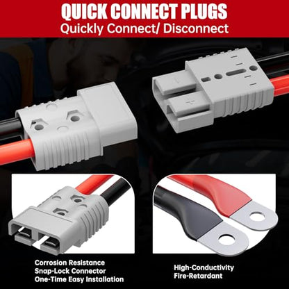 0 Gauge 30 FT Heavy Duty Jumper Cables for Car Battery, 1000Amp Quick Connect Booster Cables for Jump Starting Dead or Weak Batteries, Suitable for 8L Gas & 6L Diesel, Carrying Bag Included - size: 0 Gauge 30FT-QC