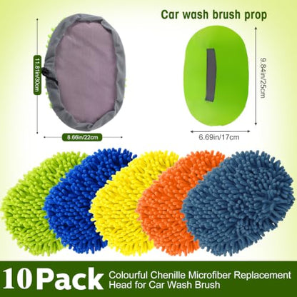 Layhit 10 Pcs Car Wash Mitt Set, Brush Not Included, Microfiber Mitt Cleaning Car Truck Washing Tools Kit RV Pickup Chenille Scratch Replacement (Multicolor) - color: Multicolor