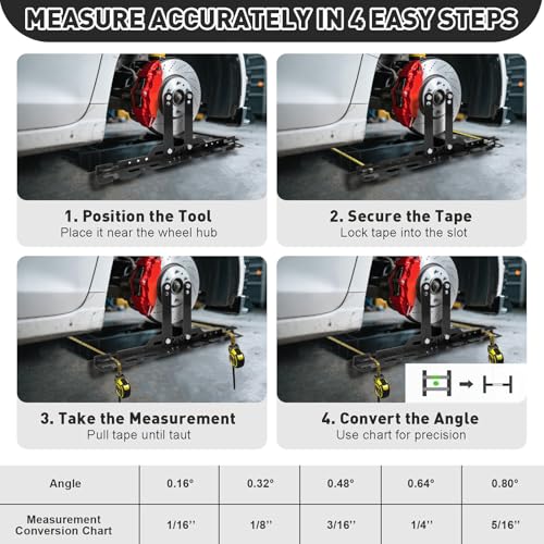 Wheel Alignment Tool Kit with 2 Measuring Tapes & Bubble Level Gauge, Heavy-Duty Toe Plates for Car SUV Truck, DIY Camber Toe Alignment Tool Automotive for Tire Maintenance(Black) - color: Blcak