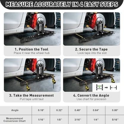 Wheel Alignment Tool Kit with 2 Measuring Tapes & Bubble Level Gauge, Heavy-Duty Toe Plates for Car SUV Truck, DIY Camber Toe Alignment Tool Automotive for Tire Maintenance(Black) - color: Blcak