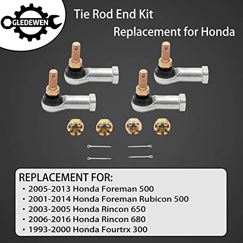Tie Rod End Kit, Fit for 2005-2013 Honda Foreman 500, 03-16 Rincon 650/680 | Compatible With 01-14 Honda Foreman Rubicon 500, 93-00 Honda Fourtrax 300, Ball Joint Set, ATV UTV Part Accessories
