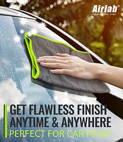 Airlab Carbon Microfiber Towels for Car Glass Window Polishing Cleaning Cloth Auto Detailing Lint Free Streak Free Drying Car Wash Large Towel, Pack of 2, 20" x 16", Grey-Green - color: 20 X 16 Inch, Pack of 2, Grey-green