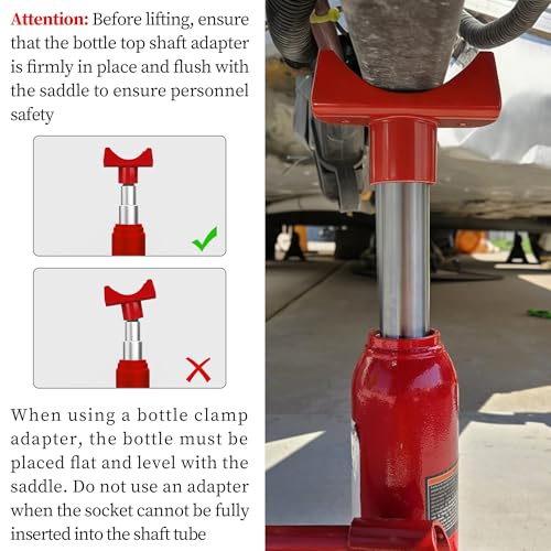 Bottle Jack Adapters, Axle Saddle for 2", 3", 4" Round & 2" Square Tube, Bottle Jack Extension for RV Trailer, Within 1.5" Lifting Platform, Garage, Farm & Ranch (Red) - color: Red