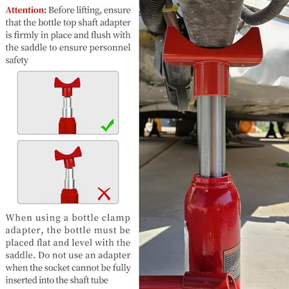Bottle Jack Adapters, Axle Saddle for 2", 3", 4" Round & 2" Square Tube, Bottle Jack Extension for RV Trailer, Within 1.5" Lifting Platform, Garage, Farm & Ranch (Red) - color: Red