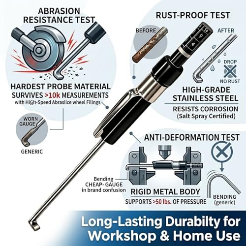 Brake Pad Thickness Detection Pen, 1.5mm Thickness Measuring Gauge with Clear Scale, Portable Tire Tread Depth Tool, High Precision Inspection Gauge for Internal External IV & V Brake Pads