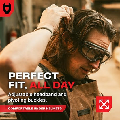 NoCry Clear Safety Goggles Over Glasses — for Men & Women With Gasket, UV380, Anti Fog Panoramic Vented Lenses — ANSI Z87.1 Eye Protection For Construction, Dust And Lab Goggles Adult - style: Overspecs Goggles