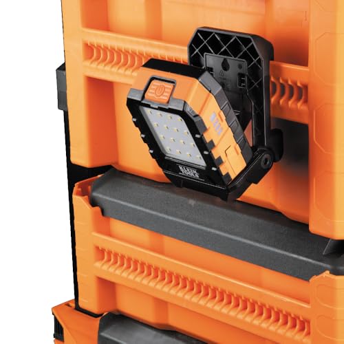 Klein Tools 56416 Rechargeable LED Work Light, 1000-Lumens, Magnetic Work Light with 3 Modes, 360-Degree Rotation and Kickstand, Compatible with MODbox Rail System