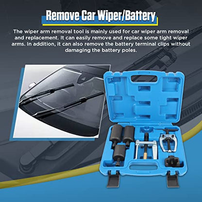 DUOYI 6Pcs Wiper Arm Puller Doesn't Damage The Wiper Arm Removal Tool Strong Structure Windshield Wiper Arm Removal Tool with Toolbox Battery Terminal Puller Compatible with VW/BMW/Ford/Honda/Porsche