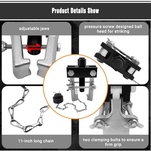Heavy Duty Pitman Arm Puller with Adapter, Adjustable Jaws Bearing Pulling Repair Tool for Pitman Arms, Bearings, Collars, Gears, More Light Truck & Car
