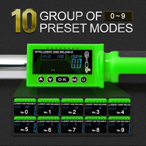Electronic torque wrench, 1/2 Digital Torque Wrench 8-160FT-LB | 10-220N.M, Torque Range Accurate to 2%, Torque Wrench with Buzzer and LED Flash Notification for Bike/Motorcycle/Auto Repair