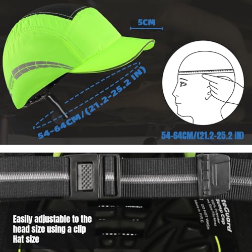 UM ULTRAMAXX Lightweight Bump Cap with Reflective Stripes, Breathable Baseball Cap Style, Head Protection Hard Hat for Men Women - color: Lime