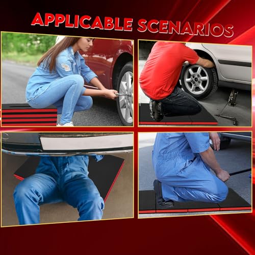 1.1" Thickened Foldable Mechanic Kneeling Pad, Mechanic Mat for Working Under Car, EVA Waterproof Floor Mat with Handle for Garage, Gardening, Gym, Camping, Creeper, Knees Protection