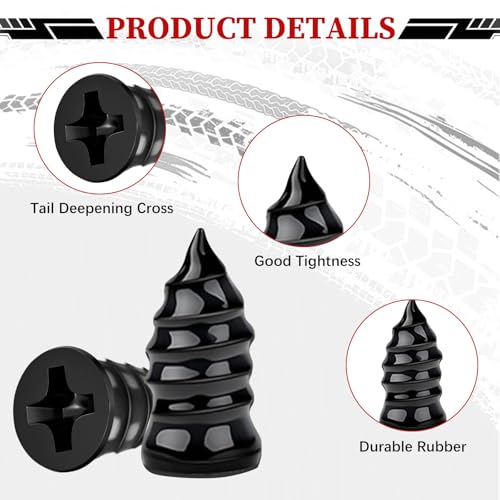 JAMIEWIN 60PCS Tire Repair Screws Kit for Car Truck SUV Motorcycle | Vacuum Self-Sealing Screw-in Rubber Plugs. Heavy Duty Tire Puncture Repair Tool. Self-Service Quick Fix for Tubeless Tires