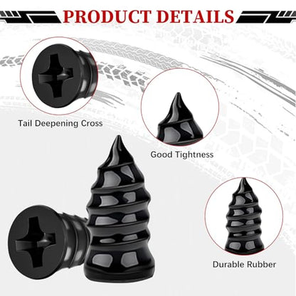 JAMIEWIN 60PCS Tire Repair Screws Kit for Car Truck SUV Motorcycle | Vacuum Self-Sealing Screw-in Rubber Plugs. Heavy Duty Tire Puncture Repair Tool. Self-Service Quick Fix for Tubeless Tires