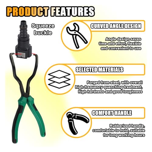 smilfuy Fuel Line Plier, Quick Disconnect Release Removal Tool, Petrol Hose Pipe Clamp Clip with Handle, Universal Fuel Line Clip Removal Plier, Pipe Clip Repair Tool for Most Cars (Green) - color: Green