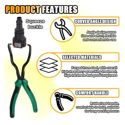 smilfuy Fuel Line Plier, Quick Disconnect Release Removal Tool, Petrol Hose Pipe Clamp Clip with Handle, Universal Fuel Line Clip Removal Plier, Pipe Clip Repair Tool for Most Cars (Green) - color: Green