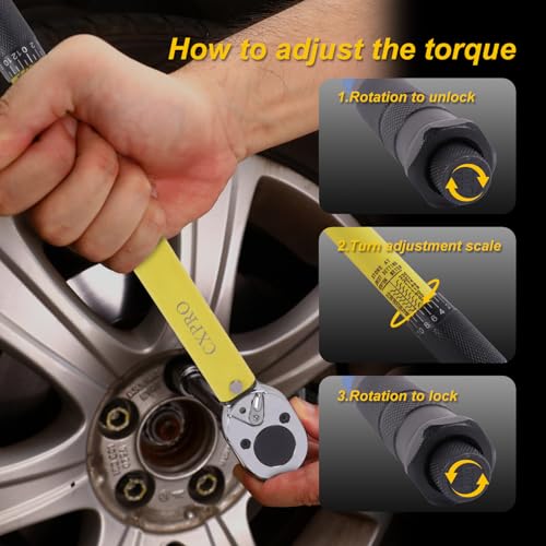 3Pcs Click Torque Wrench Set, 1/4", 3/8" & 1/2" Drive ±4% Accuracy, 72-Tooth Dual-Direction Adjustable Ratchet, 2-230N.m Dual Scale, Professional Repair Tools For Bike, Car, Motorcycle & DIY