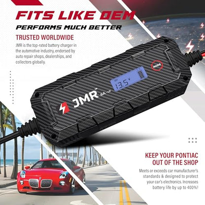 JMR 12V Battery Charger for Pontiac, 12V Cig. Port, Add Lithium Mode | Trickle Charger Conditioner Maintainer For G8 G6 Solstice Torrent GTO Grand Prix Montana Vibe G5 G3 All Models - size: Add Lithium Mode