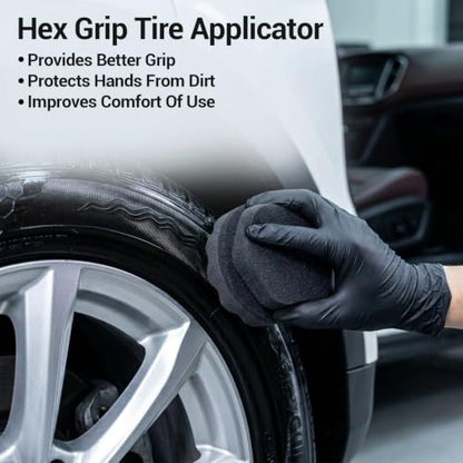 2PCS Tire Dressing Applicator Pad Hex Grip Reusable Car & Truck Tire Shine Applicator No-Drip, Streak-Free Shinig Professional Car Detailing Foam Sponge Brush Tool Works for All Tires Shine & Gels