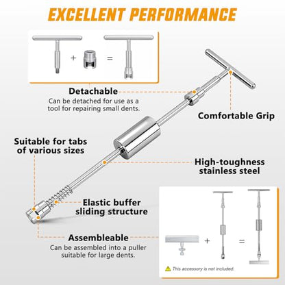 GOOACC Car Dent Puller Repair Kit Paintless Dent Removal Tool 2 in 1 T-Bar Slide Hammer Puller Upgrade Detachable Auto Body Dents Remover for Car Hail Damage Door Ding Metal Surface - color: 1PCS Dent Puller Kit
