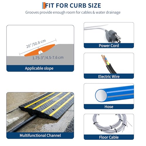 4 FT Car Vehicle Curbside Driveway Ramp 3-Pack Rubber Curb Driveway Ramps | Heavy Duty 33,000 lbs Capacity Low Profile Slope Ramps, 2.6" Rise Anti-Slip for Vehicles RVs Truck Wheelchair Motorcycles - size: 48.8-inch-Long,3-Pack