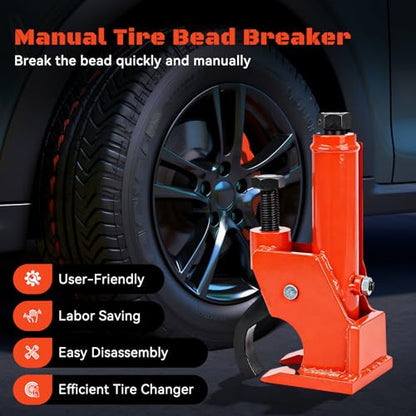 Manual Tire Bead Breaker Tool, Heavy-Duty Rim-Safe Bead Breaker with Rubber Pad for 38–42 Inch Tires, Portable Tire Repair Tool for ATVs, UTVs, Tractors, Trucks & Off-Road Vehicles