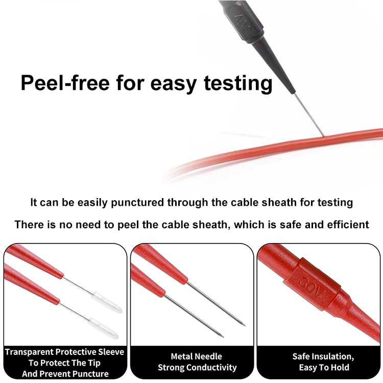 Back Probe Kit for Multimeter Test Lead for Automotive Testing & Car Tester | backprobe kit with 4mm Banana Socket (0.7mm Needle) Non-Destructive Wire Piercing Probes Pin tools Multimeter tester 10PCS