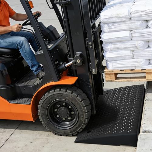 RELIANCER 2 PCS Rubber Curb Ramps,7.1" Rise Height,5T Capacity Threshold Ramps for Loading Dock,Driveway Curb Ramp,Curbside Vehicle Ramp for Cars SUV Trucks Motorcycles Forklift Wheelchairs Lawn Mower - size: 7.1" Rise Height