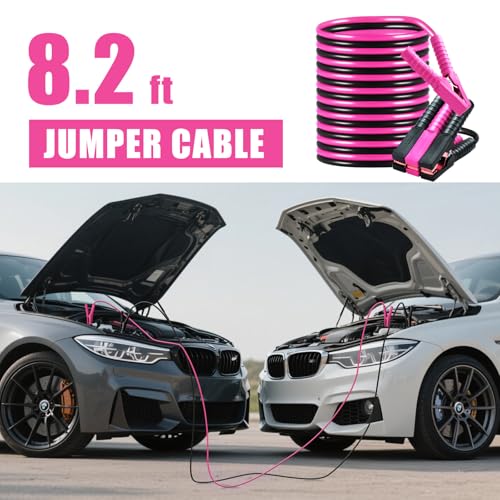 Car Roadside Emergency Kit, Vehicle Truck Safety Emergency Road Side Assistance Kits with Jumper Cables, Pink - color: Pink, size: 91pcs