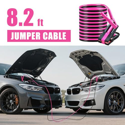Car Roadside Emergency Kit, Vehicle Truck Safety Emergency Road Side Assistance Kits with Jumper Cables, Pink - color: Pink, size: 91pcs