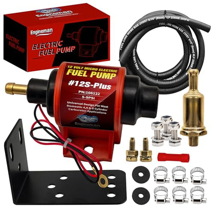 Universal 12 Volt Electric Fuel Pump 5-9 PSI, 35GPH, Super 12S Plus for Gasoline Diesel Engines with 5/16 Inch (8mm) ID Fuel Line Hose 6.56FT - color: 5-9PSI 35 GPH for Gasoline+ 6.56FT Fuel Line