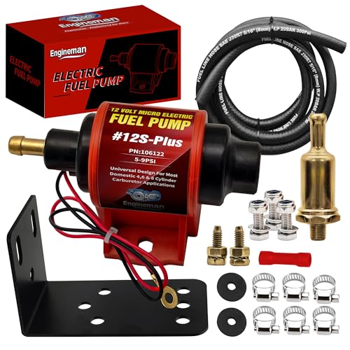 Universal 12 Volt Electric Fuel Pump 5-9 PSI, 35GPH, Super 12S Plus for Gasoline Diesel Engines with 5/16 Inch (8mm) ID Fuel Line Hose 6.56FT - color: 5-9PSI 35 GPH for Gasoline+ 6.56FT Fuel Line