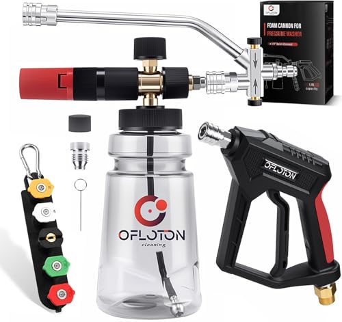 Pressure Washer Foam Gun & Dual Connector Accessory, Short Power Washer Gun & Foam Cannon & Double Tip Attachment Car Wash Kit, 1/4" Quick Connector, M22 Male Inlet, 4000 PSI Foam Sprayer - color: 3in1 Red FoamCannon with Dual Connector
