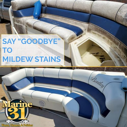 Marine 31 Mildew Stain Remover & Cleaner | Effective for Boats, Home, Patio, & Bathroom | Removes Mildew & Mold Stains | Powerful Cleaning Formula | 16oz