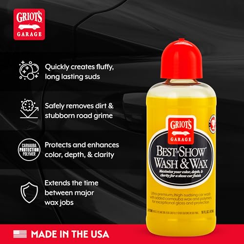 Griot's Garage Best of Show Wash and Wax for Car Detailing and Cleaning, Carnauba-Packed Coating, High Gloss Shine and Protection for Auto Paint, 10974, 16oz - size: 16 Fl Oz (Pack of 1)