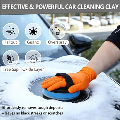 4" Clay Bar Pad | Synthetic Clay Disc Kit with Hand-Strap Applicator | Fine Grade Magic Clay Scrubber Pad for Car Detailing, Cleaning, Polishing, Paint Correction, and Deep Gloss Finish - size: 4IN (100MM)
