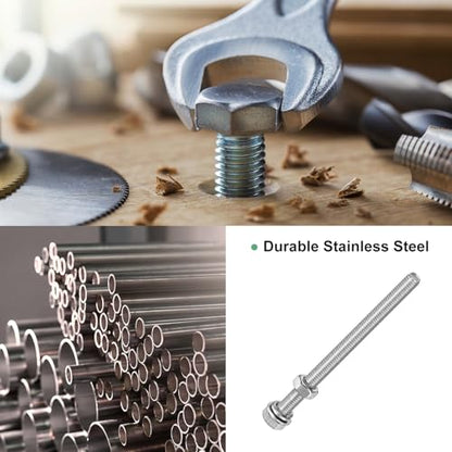 M METERXITY 4-Pack Hex Head Screw Bolt with Nuts Flat & Lock Washers M5x70mm Stainless Steel Bolts and Nuts Kit Fully Threaded Metric Bolt Assortment for Equipment/Machinery - size: M5 x 70mm