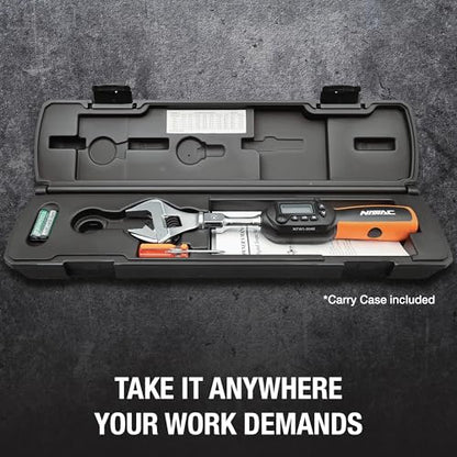 NAVAC NTW1 Digital Torque Wrench - Adjustable Jaw - Digital Readout - Torque Settings Memory - Dual Direction - Selectable Measuring Units - Indicator Lights and Sound - 1 Year Warranty