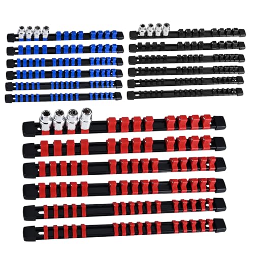 Socket Organizer Set 18PCS ABS Socket Holder Kit, 1/4-Inch x 96 Clips, 3/8-Inch x 90 Clips, 1/2-Inch x 72 Clips Socket Set Organizer, Drive Socket Tray, Socket Holders Clip Socket Rail - color: Mixed, size: 18PC 1/4x6,3/8x6,1/2x6