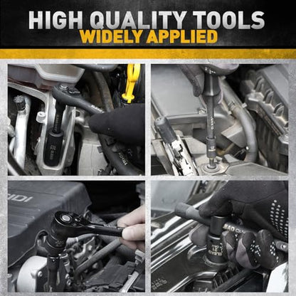 96-Piece 3/8" Drive Impact Socket Set, SAE(5/16 to 3/4-Inch) & Metric(8-22mm), Standard & Deep Sockets, Ratchet Handle, Bit Set, Universal Joint, Extension Bar, Adapters, Spark Plug Sockets - style: 96pcs 3/8'' Drive Impact Socket Set