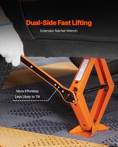 VEVOR Scissor Jack, 2.5 Ton/5512 lbs Scissor Car Jack with 3.7"-17.1" Lifting Range, Heavy Duty Tire Changing Kit, Includes Ratchet Wrench, Lug Wrench & Socket, Fits Most Cars Trucks Sedans SUV MPV